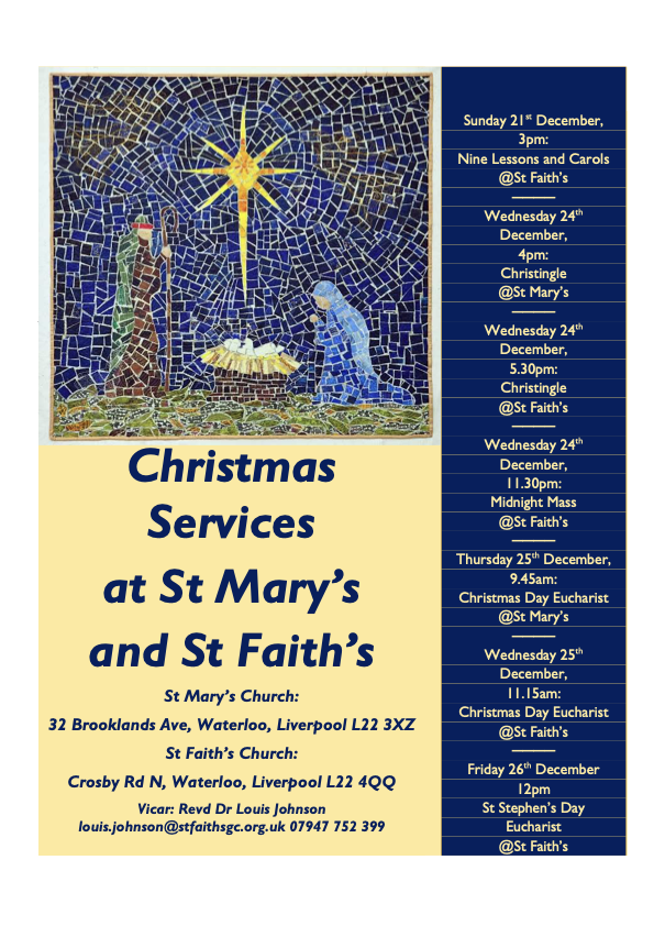 Christmas Services 2025 at St Mary's and St Faith's - Full schedule of services